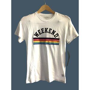 CARBON COPY- WOMENS GRAPHIC RAINBOW SHORT SLEEVE T-SHIRT SIZE X-SMALL
